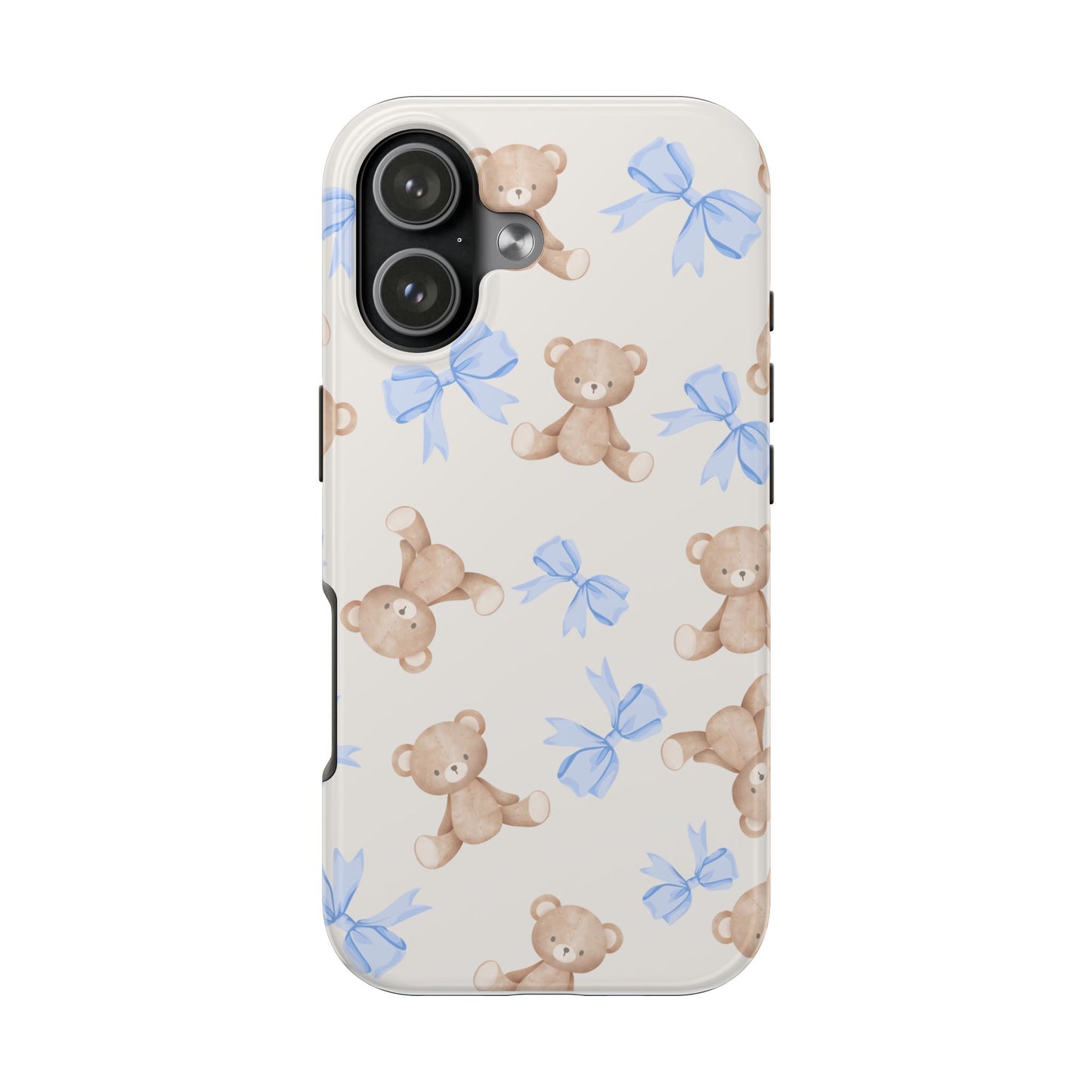 Teddy Bear Phone Case with Blue Bows