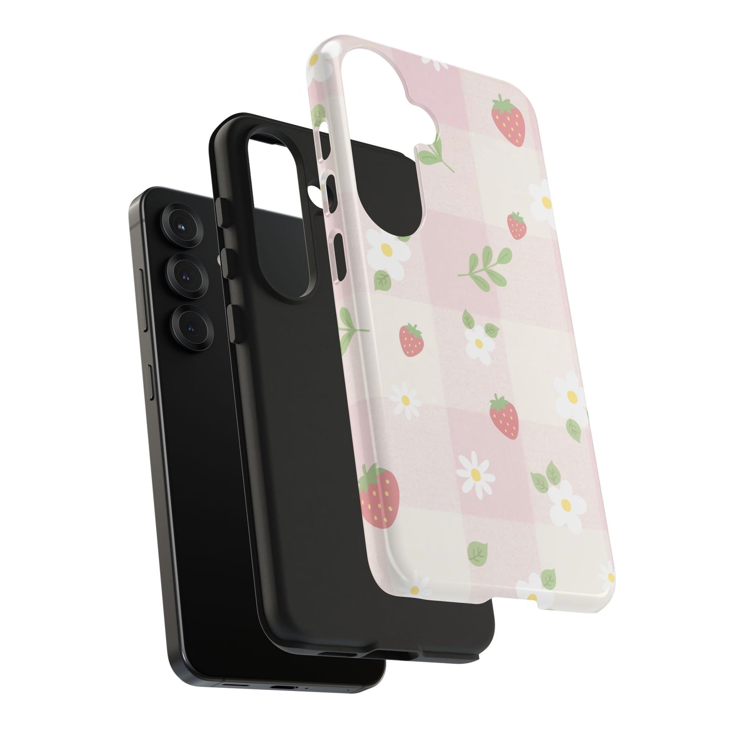 Strawberries & Flowers Tough Phone Case — Floral Fruit Protective Cover