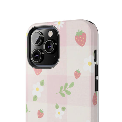 Strawberries & Flowers Tough Phone Case — Floral Fruit Protective Cover