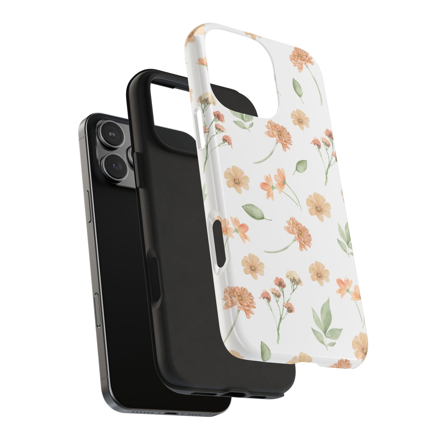 Floral Peach Watercolor Tough Phone Case — Protective Botanical iPhone Case