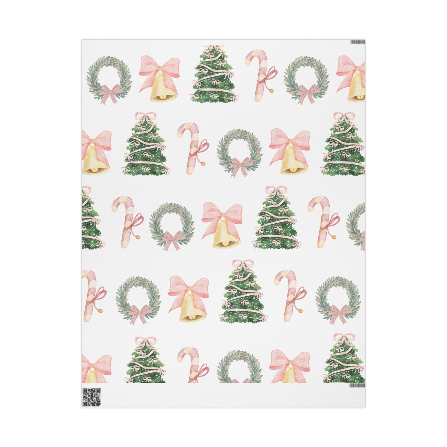 Christmas Wreath & Tree Wrapping Paper Roll – Pastel Holiday Gift Wrap