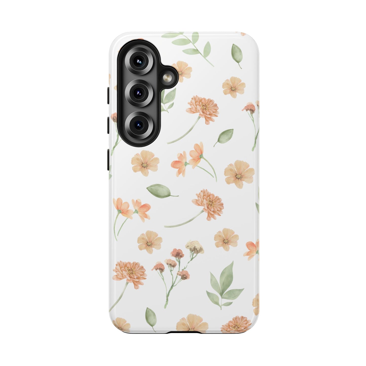 Floral Peach Watercolor Tough Phone Case — Protective Botanical iPhone Case