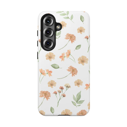 Floral Peach Watercolor Tough Phone Case — Protective Botanical iPhone Case