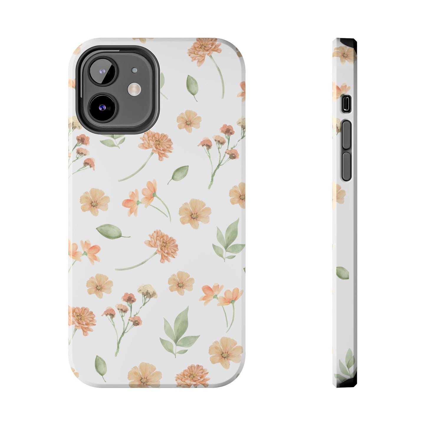 Floral Peach Watercolor Tough Phone Case — Protective Botanical iPhone Case