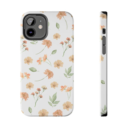 Floral Peach Watercolor Tough Phone Case — Protective Botanical iPhone Case