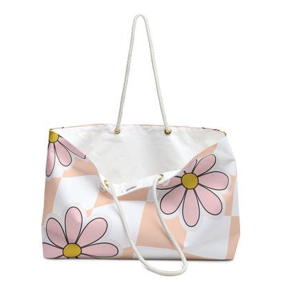 Groovy Floral Weekender Bag — Retro Flower Travel Duffel
