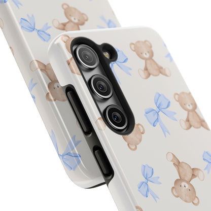 Teddy Bear Phone Case with Blue Bows