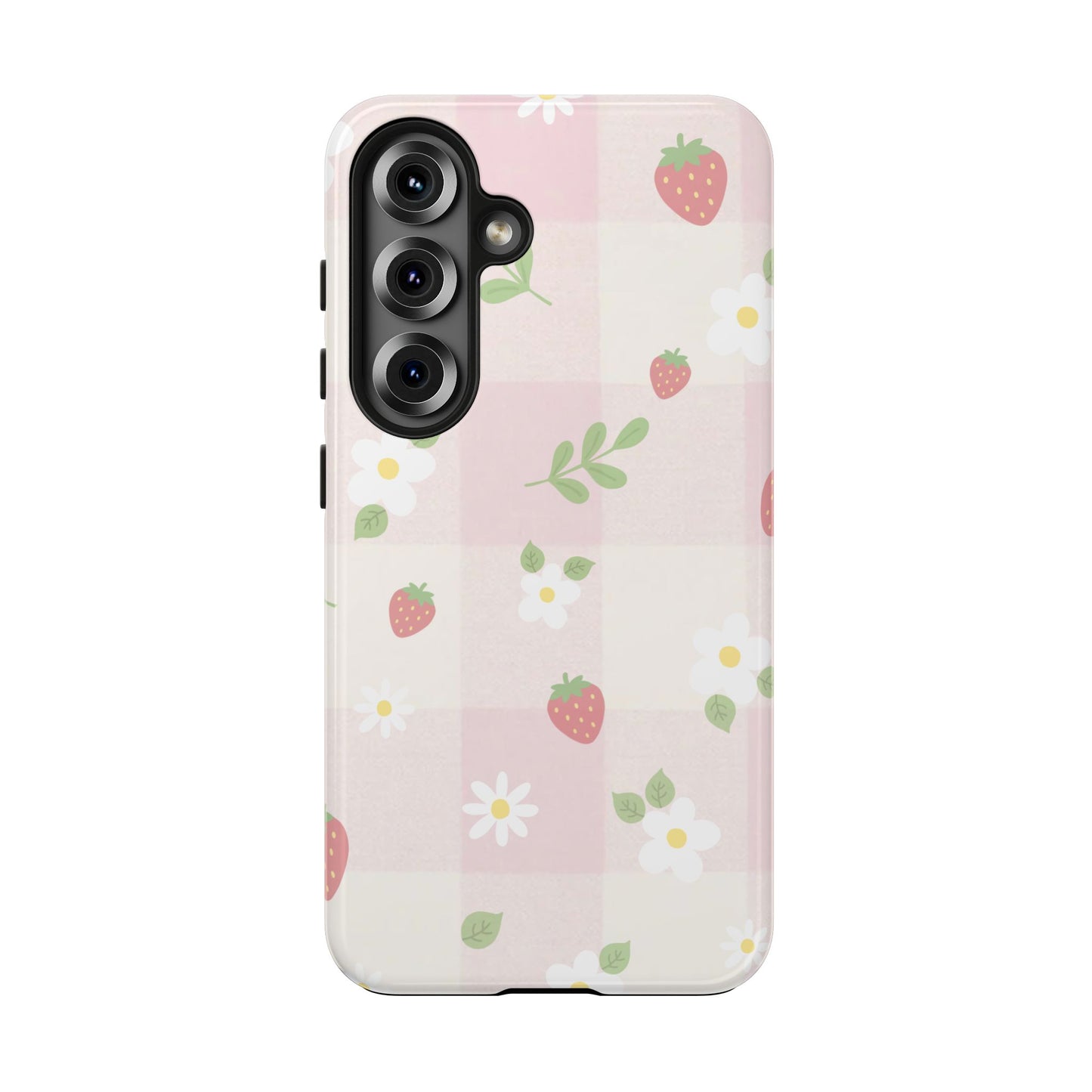 Strawberries & Flowers Tough Phone Case — Floral Fruit Protective Cover
