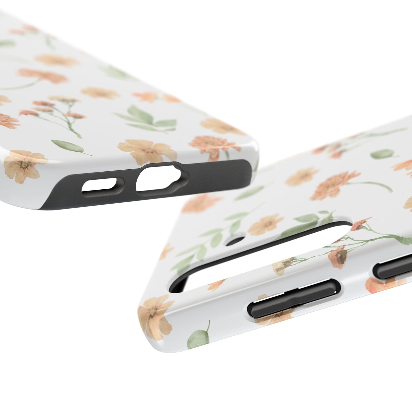 Floral Peach Watercolor Tough Phone Case — Protective Botanical iPhone Case
