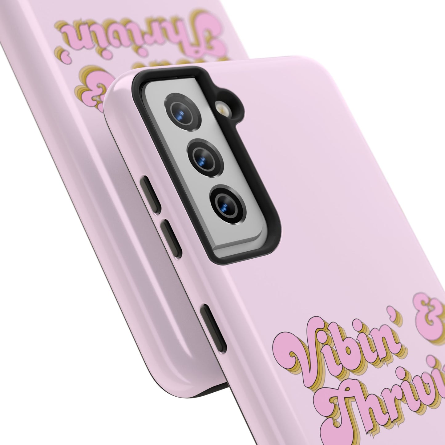Vibin' & Thrivin' Tough Phone Case — Pink Retro Script Protective Cover