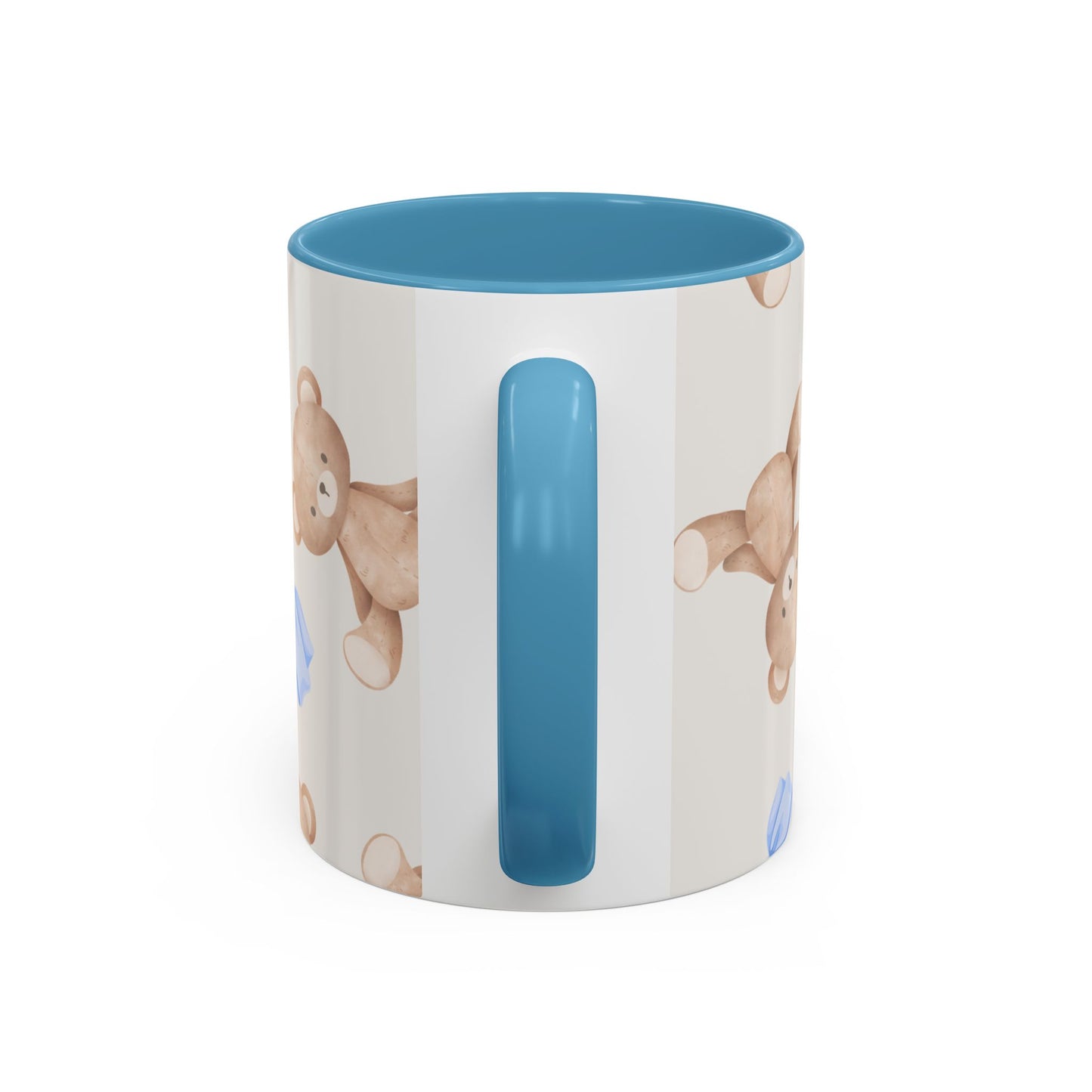 Teddy Bears with Blue Bows Accent Coffee Mug — Blue Interior (11/15oz)