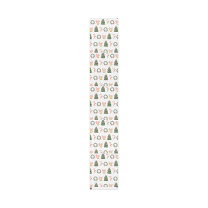 Christmas Wreath & Tree Wrapping Paper Roll – Pastel Holiday Gift Wrap