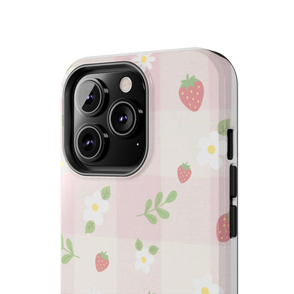 Strawberries & Flowers Tough Phone Case — Floral Fruit Protective Cover