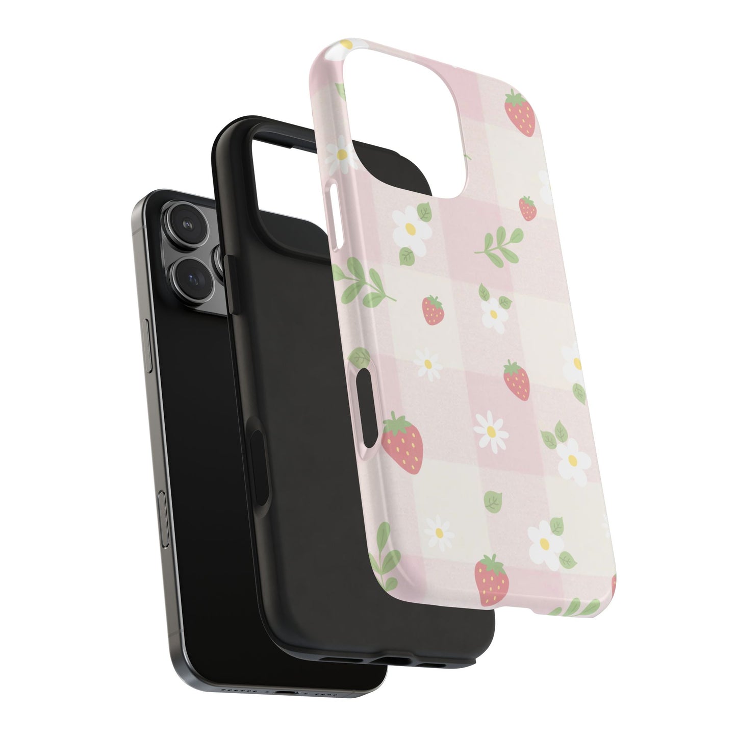 Strawberries & Flowers Tough Phone Case — Floral Fruit Protective Cover