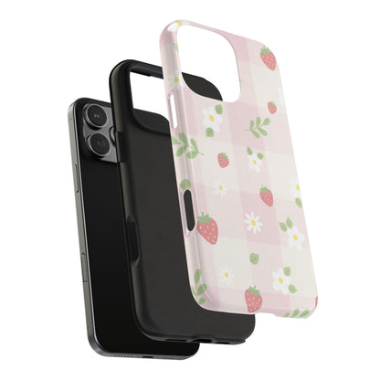 Strawberries & Flowers Tough Phone Case — Floral Fruit Protective Cover