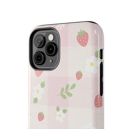 Strawberries & Flowers Tough Phone Case — Floral Fruit Protective Cover