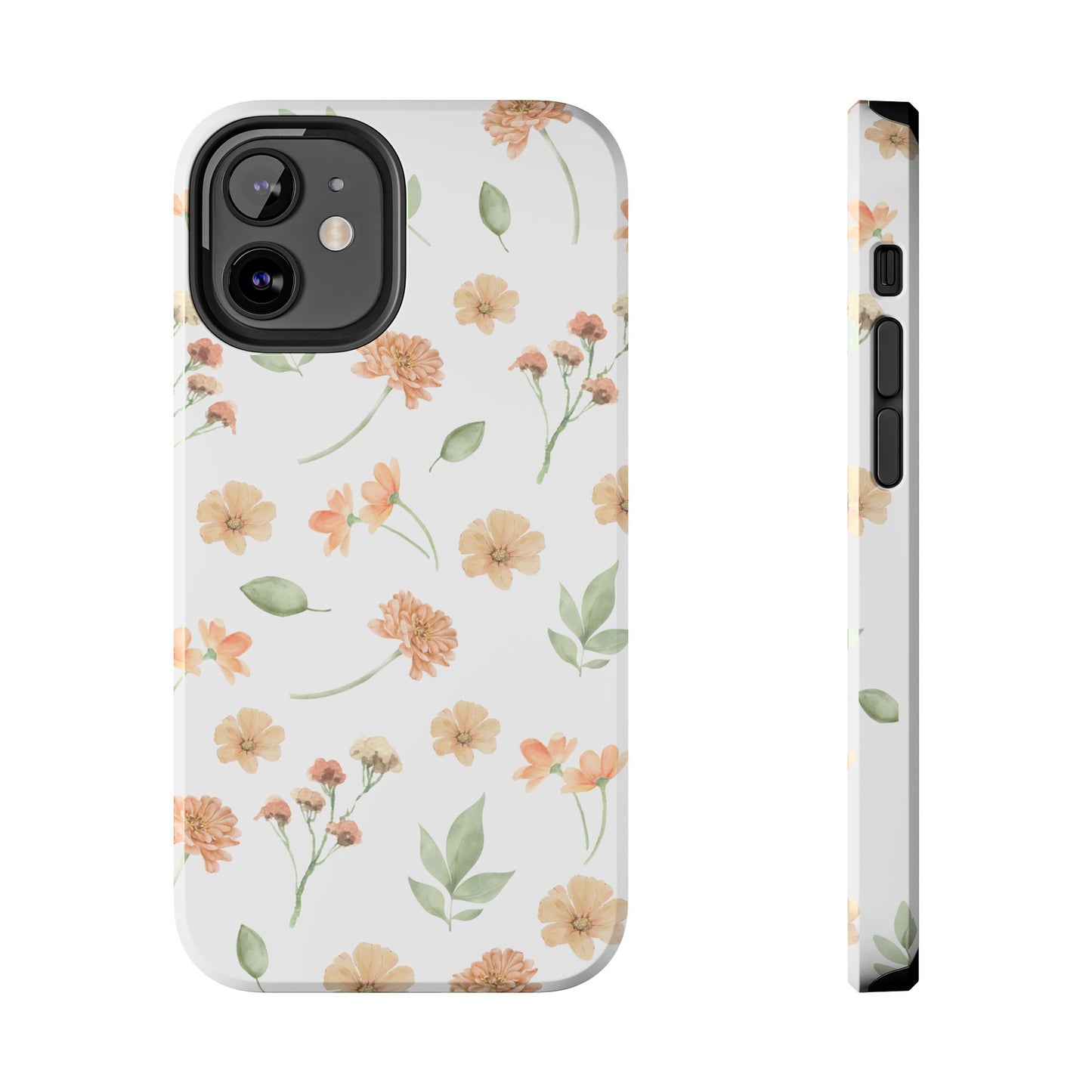 Floral Peach Watercolor Tough Phone Case — Protective Botanical iPhone Case