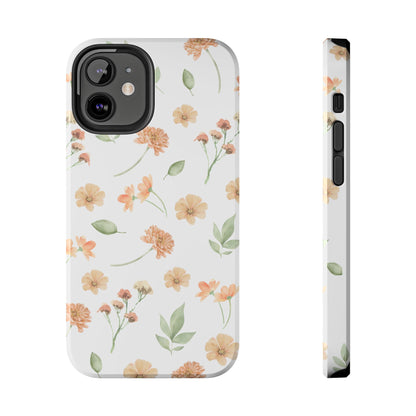 Floral Peach Watercolor Tough Phone Case — Protective Botanical iPhone Case