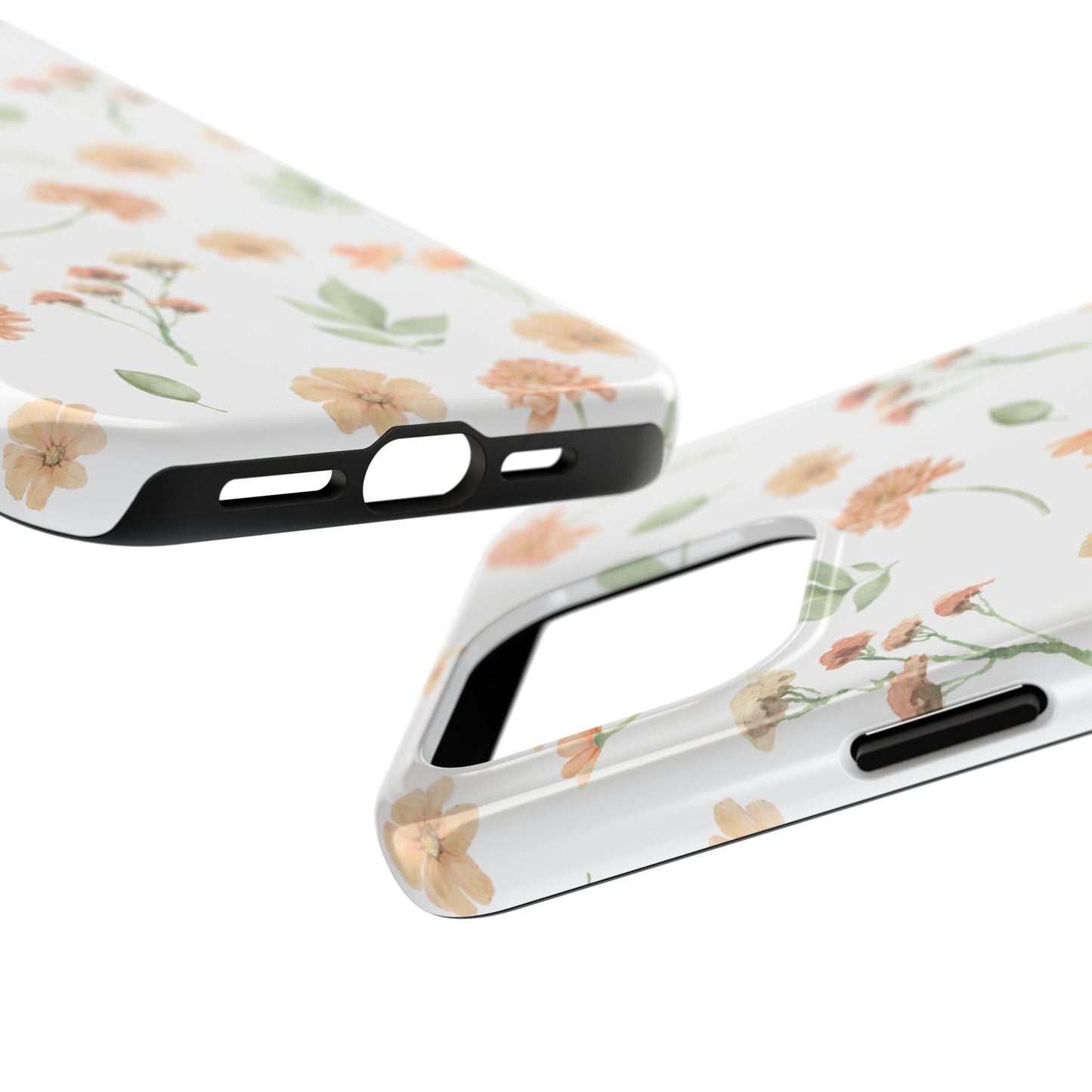 Floral Peach Watercolor Tough Phone Case — Protective Botanical iPhone Case