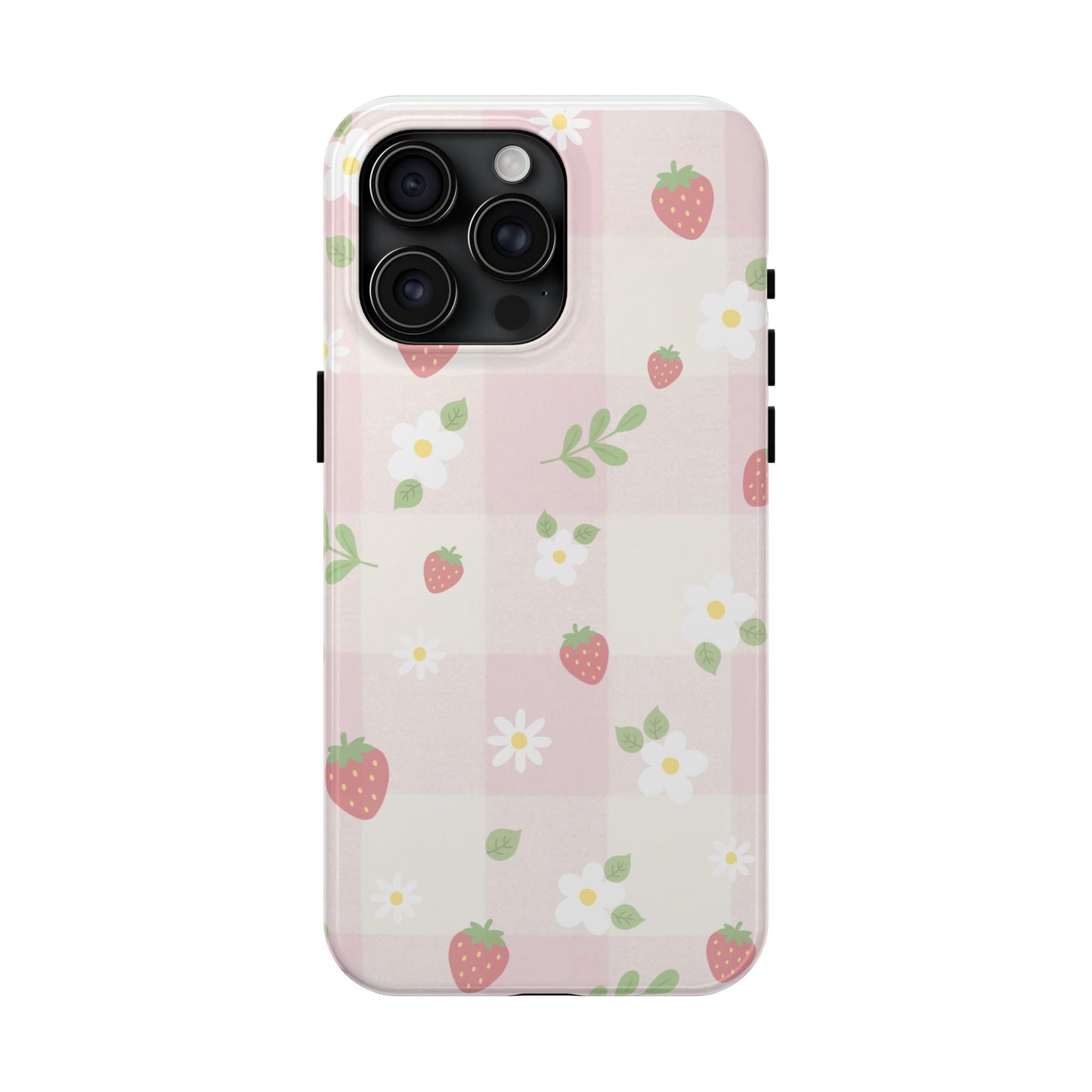Strawberries & Flowers Tough Phone Case — Floral Fruit Protective Cover