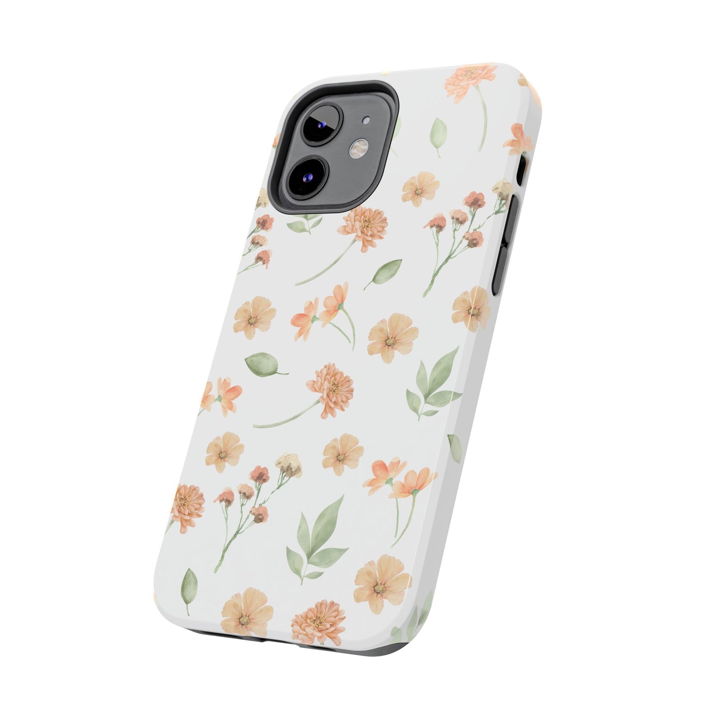 Floral Peach Watercolor Tough Phone Case — Protective Botanical iPhone Case