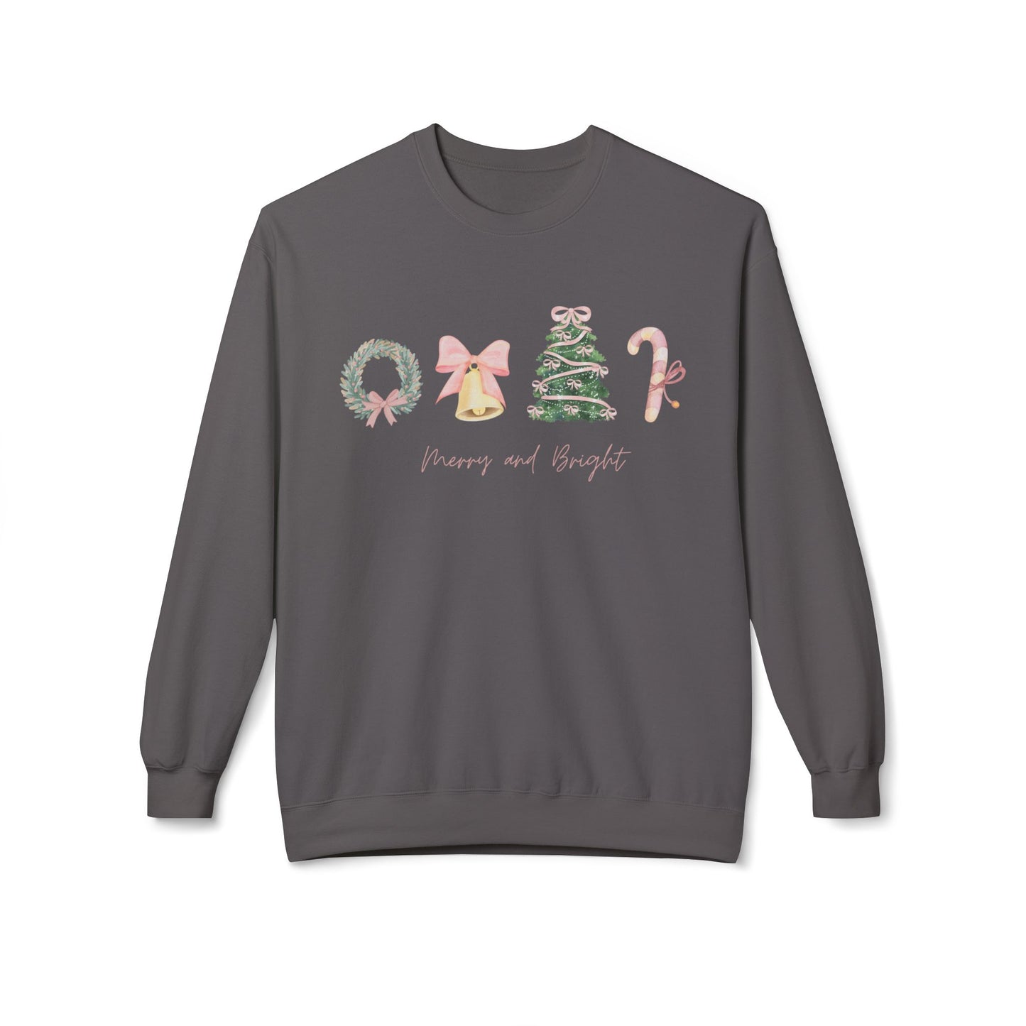 Pink Christmas Icons Crewneck Sweatshirt – Merry and Bright Holiday Pullover