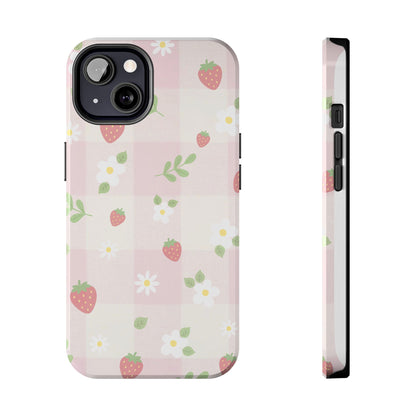 Strawberries & Flowers Tough Phone Case — Floral Fruit Protective Cover