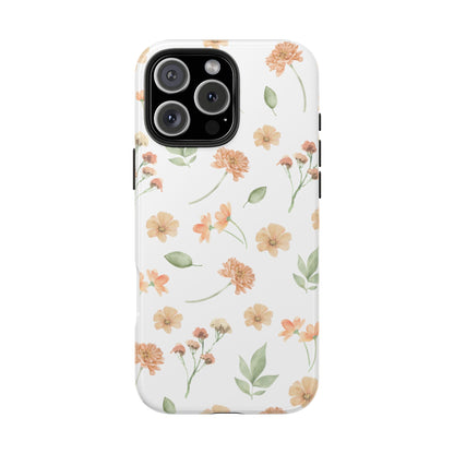 Floral Peach Watercolor Tough Phone Case — Protective Botanical iPhone Case