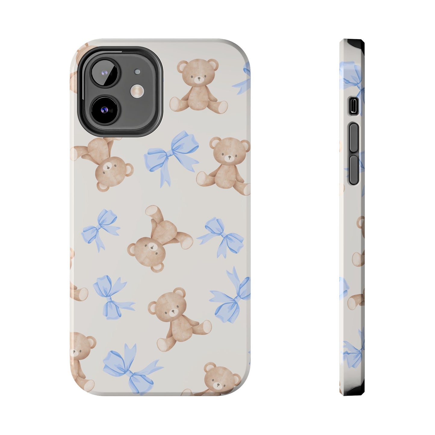 Teddy Bear Phone Case with Blue Bows