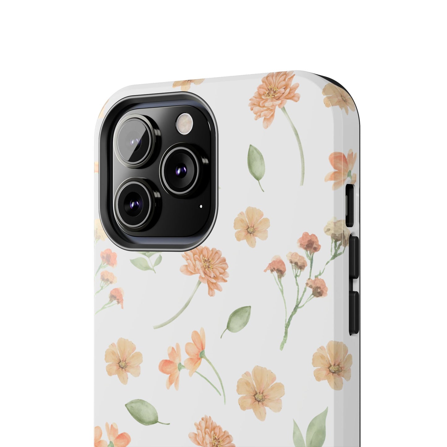 Floral Peach Watercolor Tough Phone Case — Protective Botanical iPhone Case