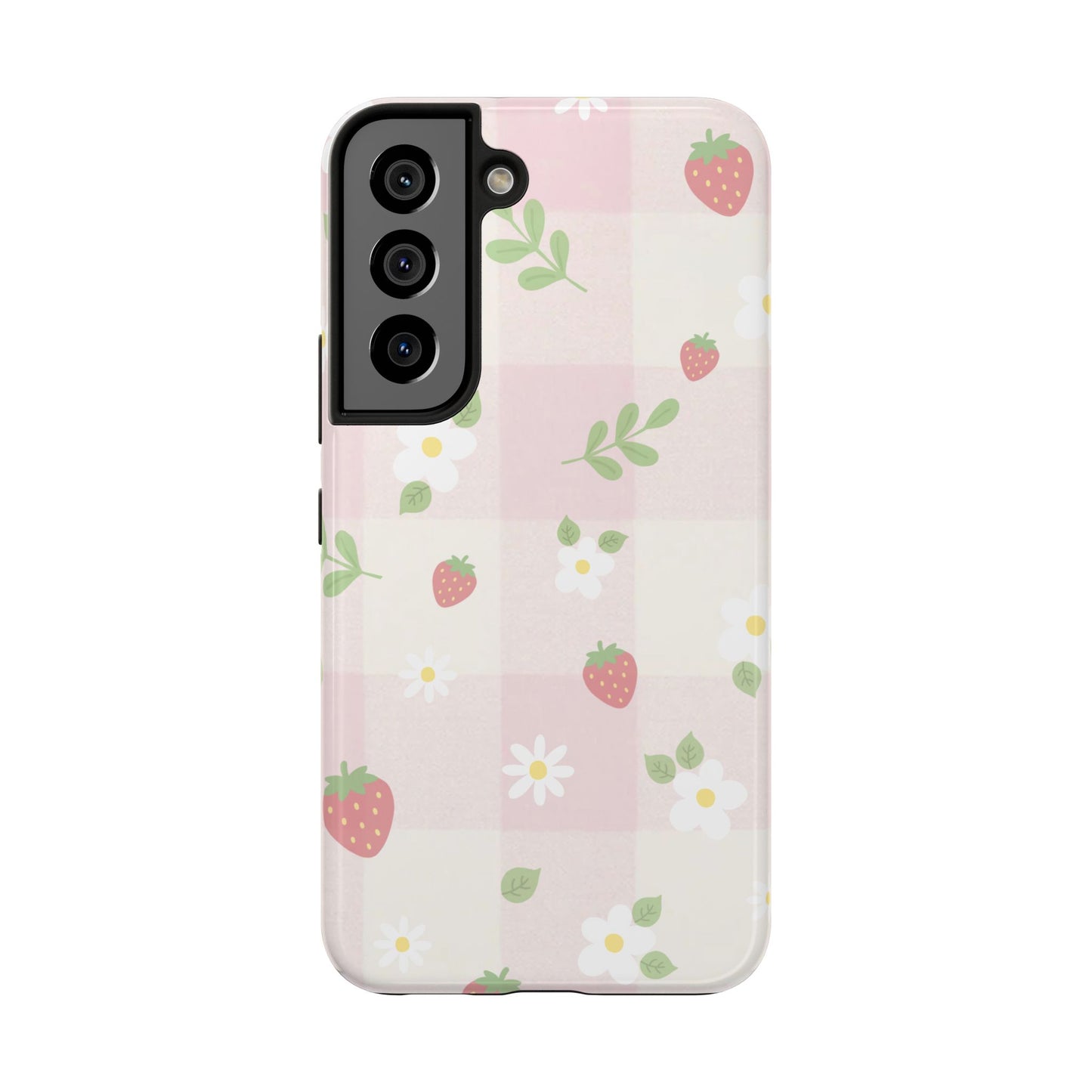 Strawberries & Flowers Tough Phone Case — Floral Fruit Protective Cover