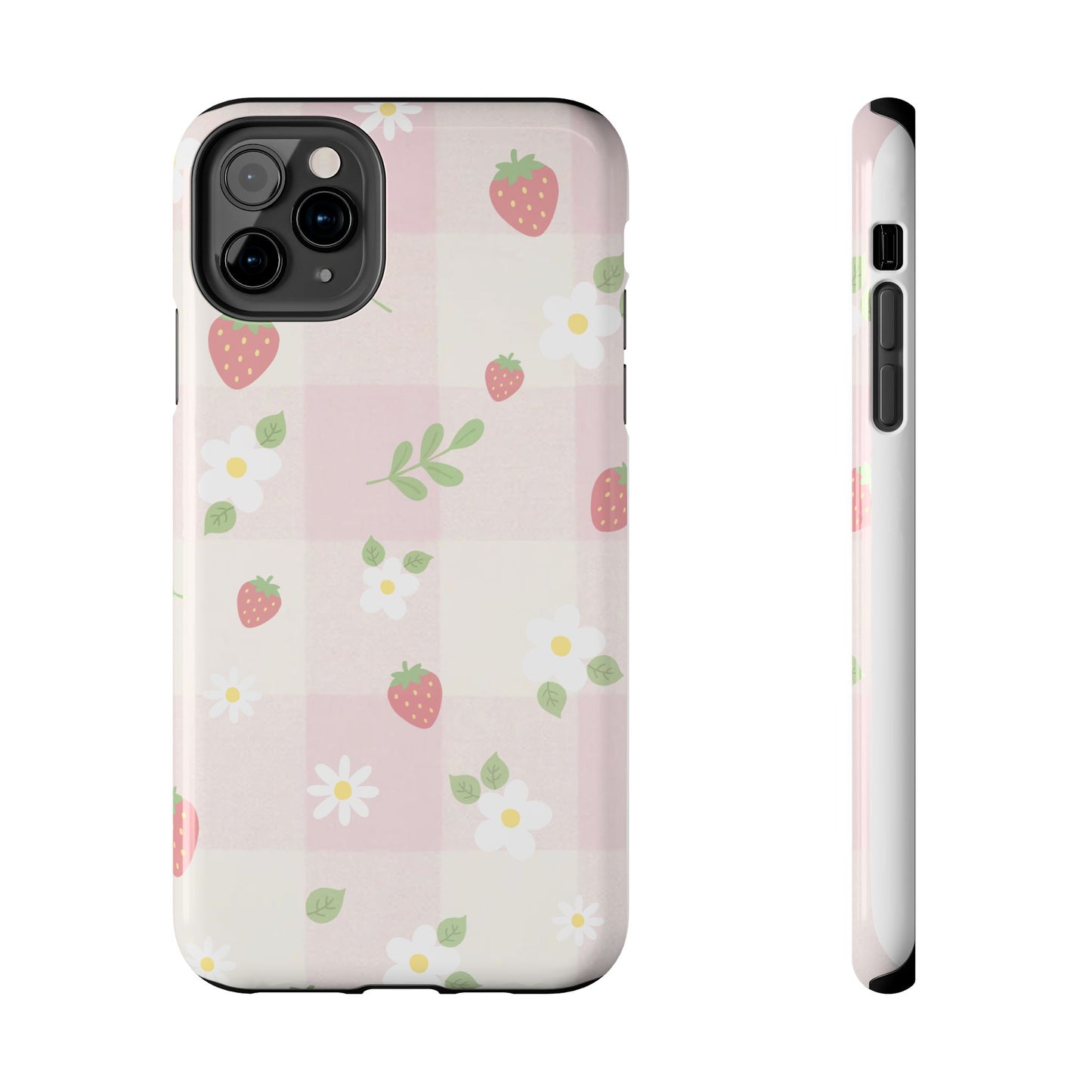 Strawberries & Flowers Tough Phone Case — Floral Fruit Protective Cover