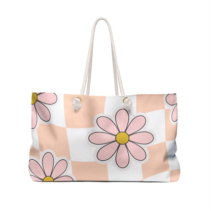 Groovy Floral Weekender Bag — Retro Flower Travel Duffel