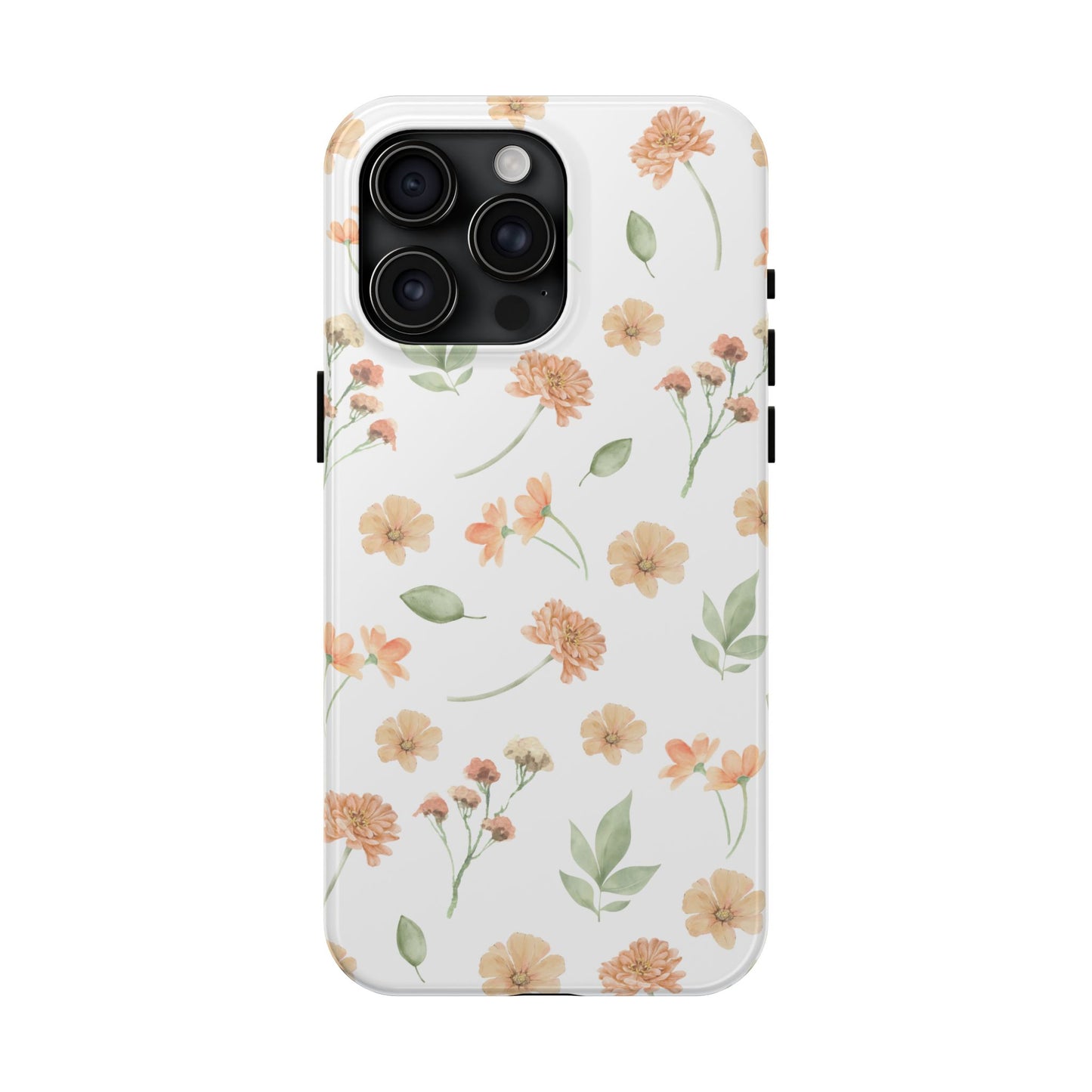 Floral Peach Watercolor Tough Phone Case — Protective Botanical iPhone Case