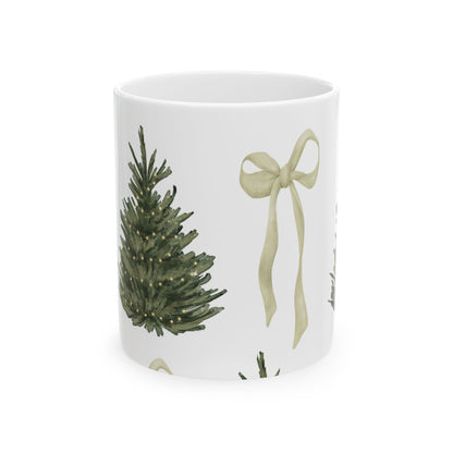 Coquette Christmas Tree Ceramic Mug, (11oz, 15oz)