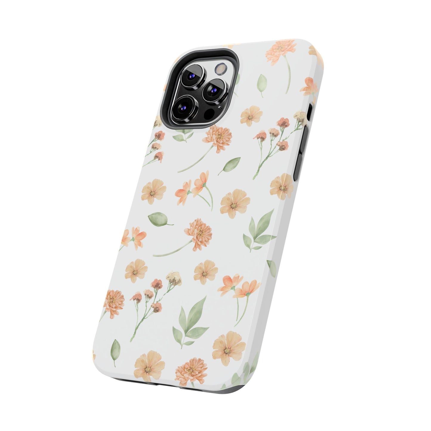Floral Peach Watercolor Tough Phone Case — Protective Botanical iPhone Case