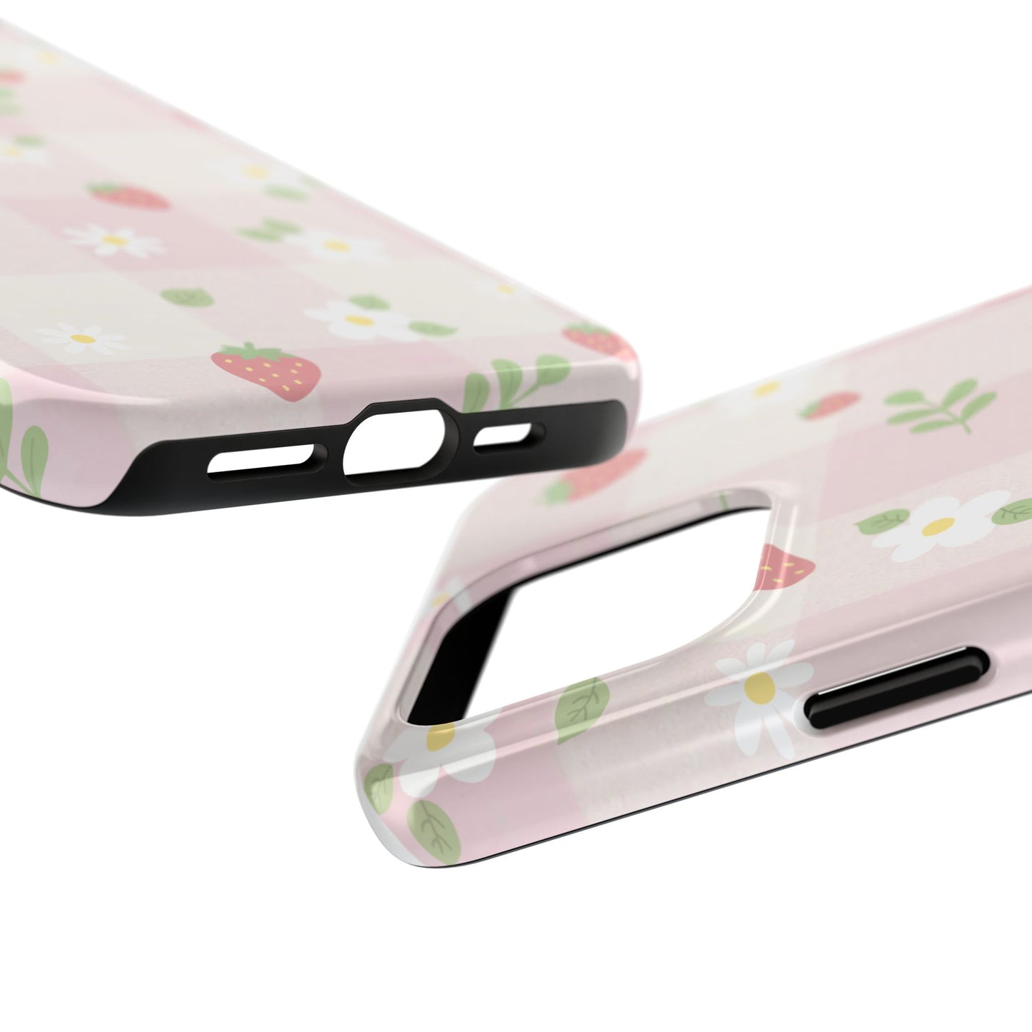 Strawberries & Flowers Tough Phone Case — Floral Fruit Protective Cover