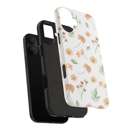 Floral Peach Watercolor Tough Phone Case — Protective Botanical iPhone Case