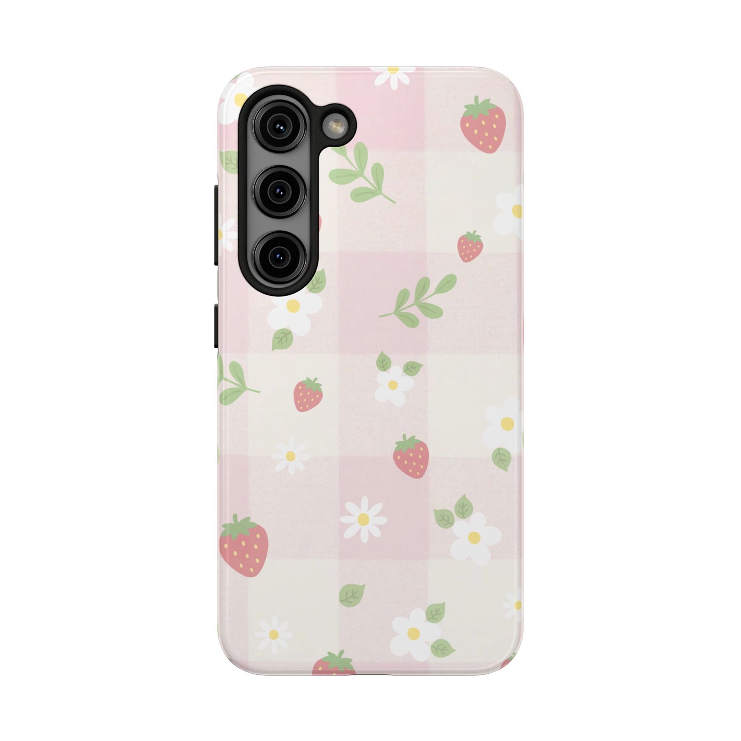 Strawberries & Flowers Tough Phone Case — Floral Fruit Protective Cover