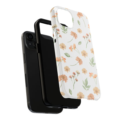 Floral Peach Watercolor Tough Phone Case — Protective Botanical iPhone Case