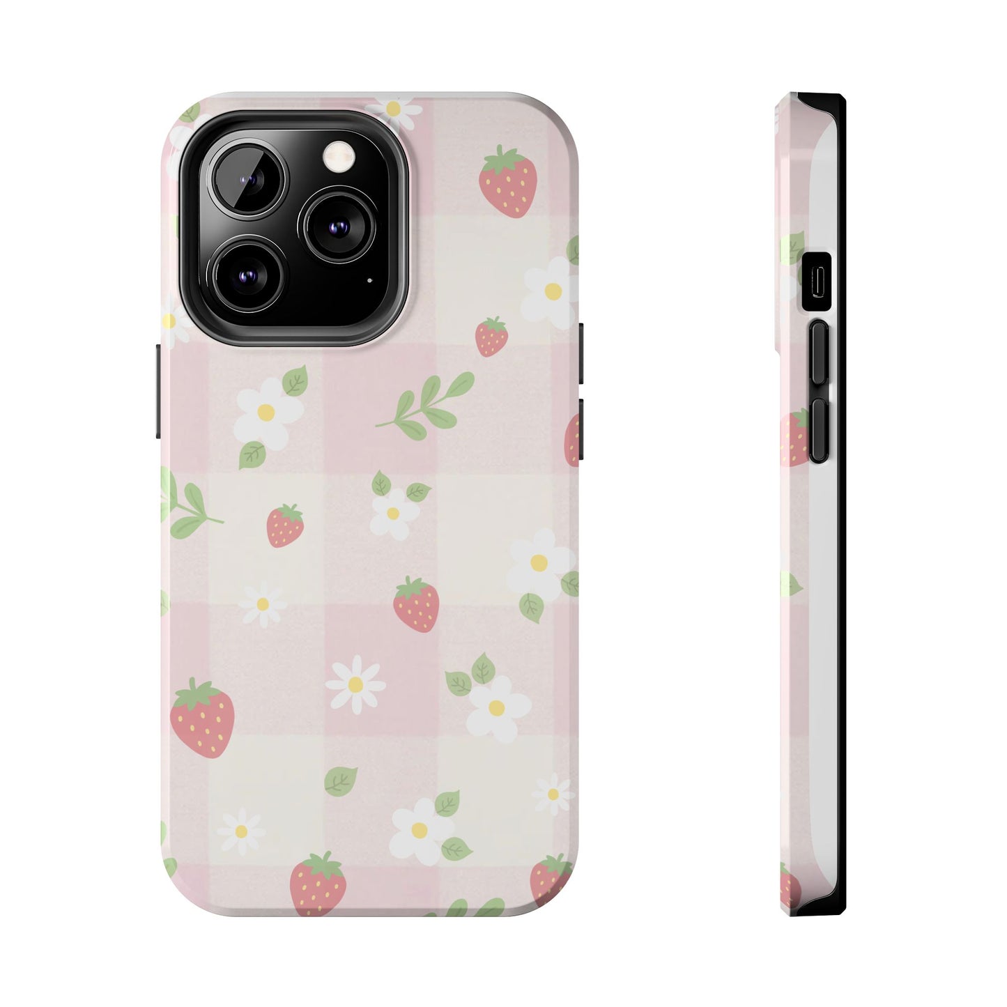 Strawberries & Flowers Tough Phone Case — Floral Fruit Protective Cover