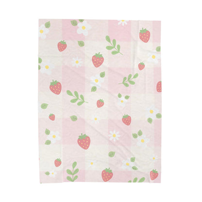 Strawberry Blossom Velveteen Plush Blanket