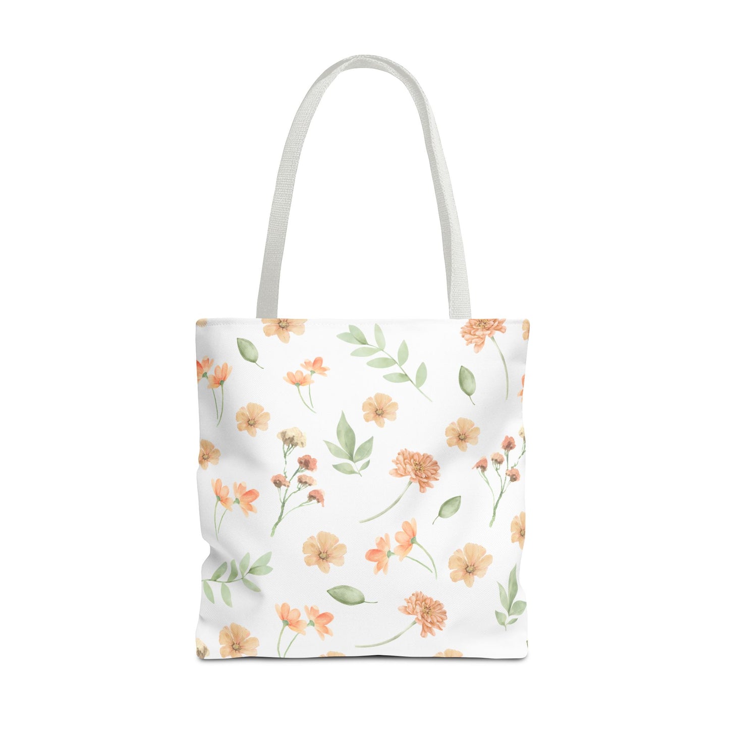Floral Watercolor Tote Bag – Peach Blossom Pattern, Lightweight Everyday Market Tote