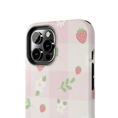 Strawberries & Flowers Tough Phone Case — Floral Fruit Protective Cover