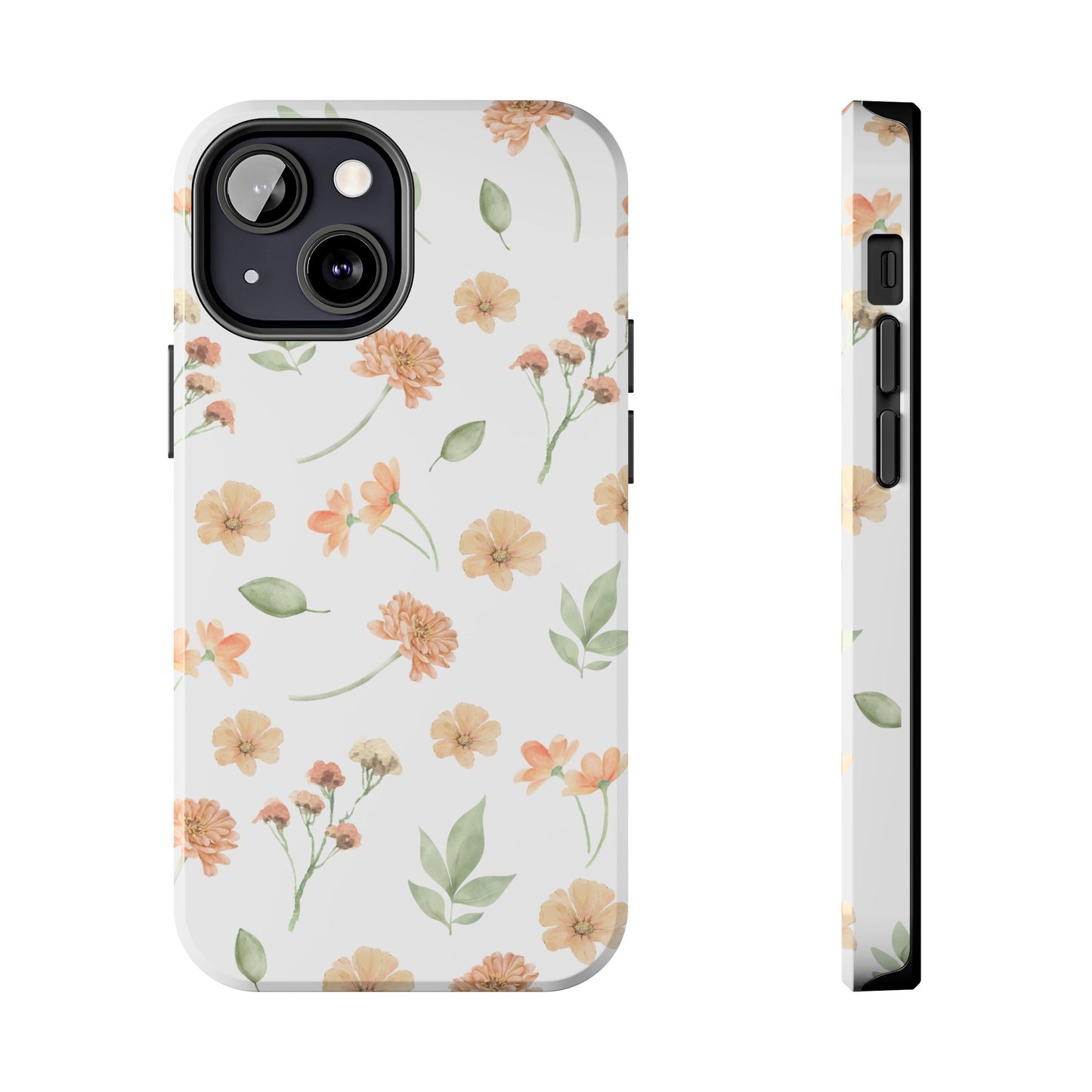 Floral Peach Watercolor Tough Phone Case — Protective Botanical iPhone Case